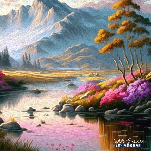 Majestic Floral Landscape Painting Art Print - Picture 8 of 8